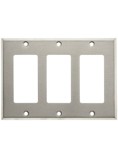 Classic Triple Gang GFI Cover Plate In Stainless Brushed.